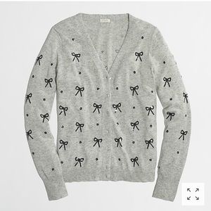 J Crew Factory sequin bow cardigan